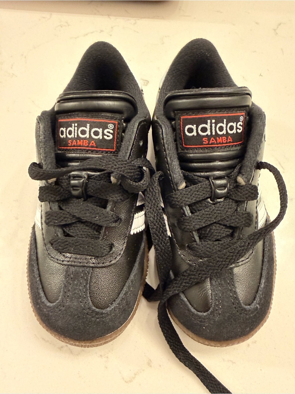 adidas Kids Samba Black and White Leather Sneakers